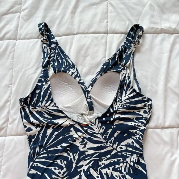 Anne Cole Swimwear Swimsuit One Piece Womens Size 12 Blue Tropical Beach Summer - Picture 5 of 7